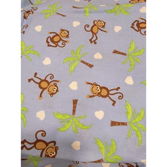 Monkeys And Palm Trees On Blue Background Cotton Fabric 1 Yard New - Picture 1 of 5